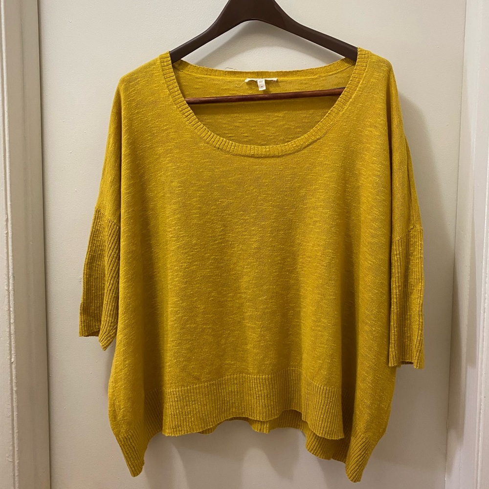 Eileen Fisher Mustard-colored shirt, 3/4 sleeve, size M